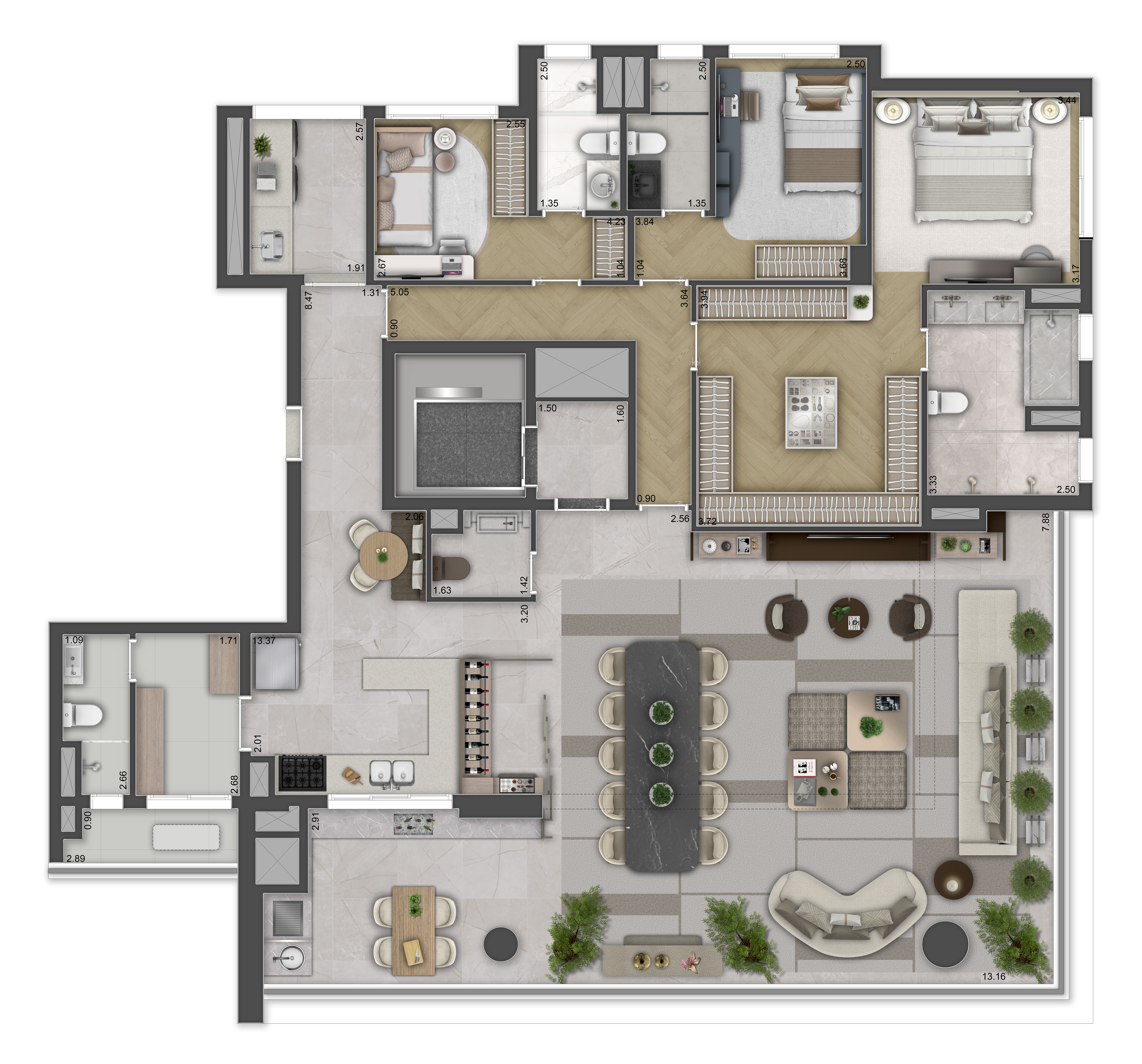 Planta Opção 217m² - Manhattan
